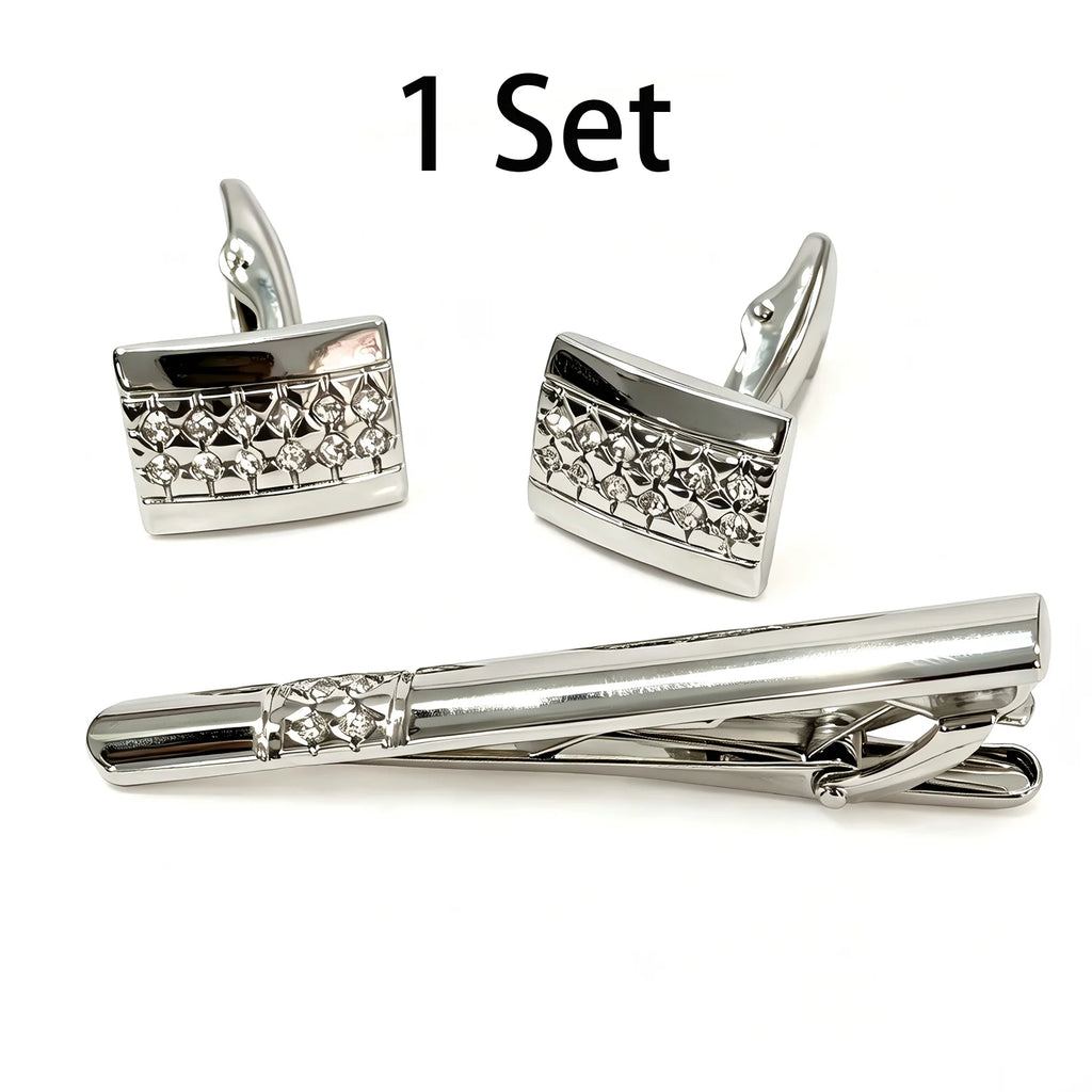 Mens Cufflinks & Tie Clip Set – Gold Cufflinks for Men with Matching Tie Bar, Durable Metal, Great Gift for Husband, Dad, Son