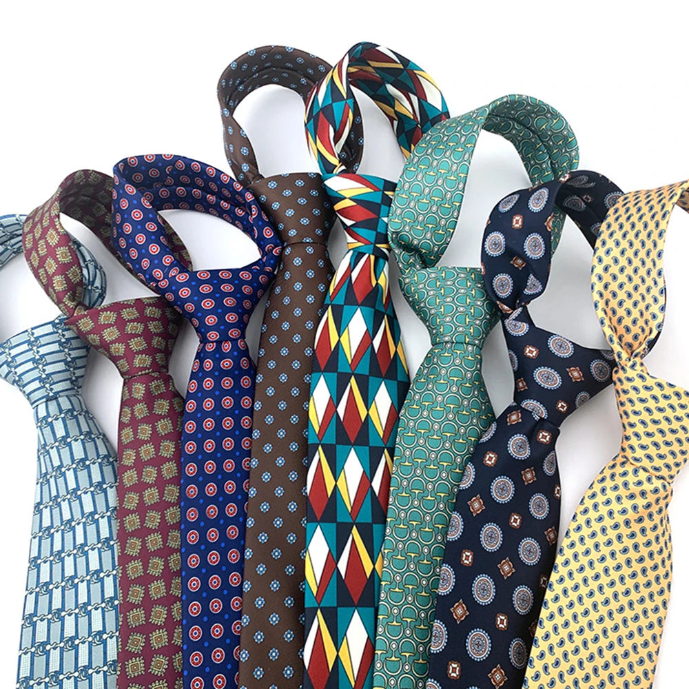 Men Tie 8cm Silk Tie For Man Luxury Vintage Design Print Necktie Cravat For Shirt Suit Wedding Party Stripe Cravats Silk Feeling