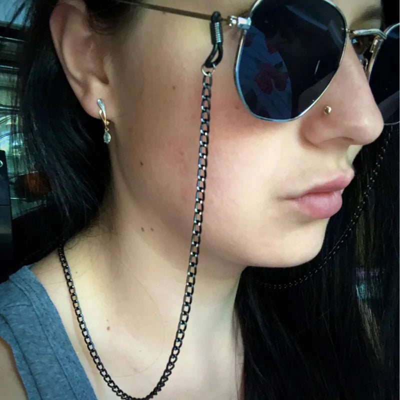 Fashion black Metal Glasses Chain Men Chain For Glasses Lanyard Hold Straps Women  Sunglasses Accessories
