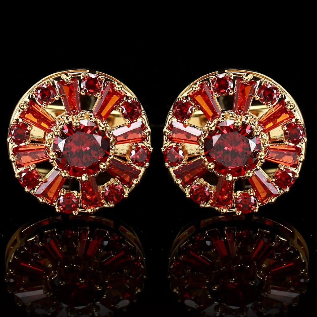 Men's French Shirt Cufflinks Women's Shirt Light Luxury Zircon Cufflinks Red stone Cufflinks