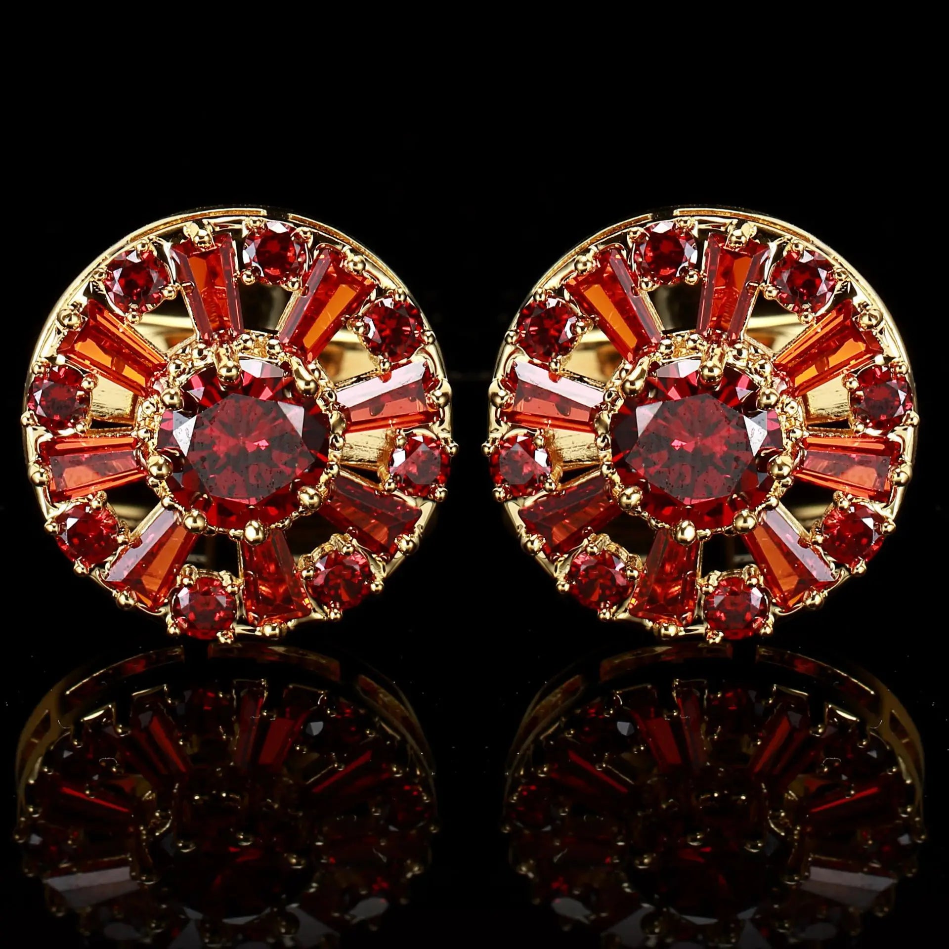 Men's French Shirt Cufflinks Women's Shirt Light Luxury Zircon Cufflinks Red stone Cufflinks