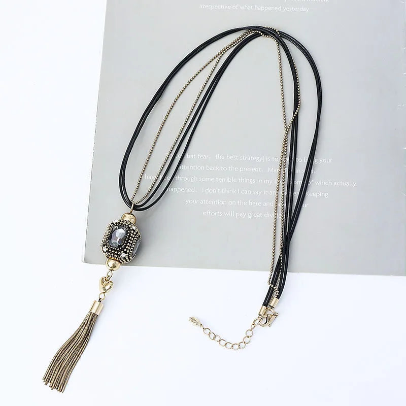Popular accessories for women, alloy tassels for retro simple necklaces, long sweater chains