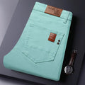 6 Colors New Jeans Men's Stretch Cotton Denim Pants Classic Straight Fashion Fit Autumn Business Casual Trousers Man Clothes