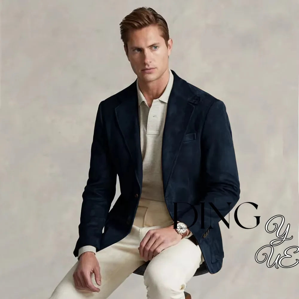 Hot Sale Men's Suit Suede Jacket Single Breasted Casual Fashion Male Coat for Men Blazers Luxury Designer Formal Mens Clothing