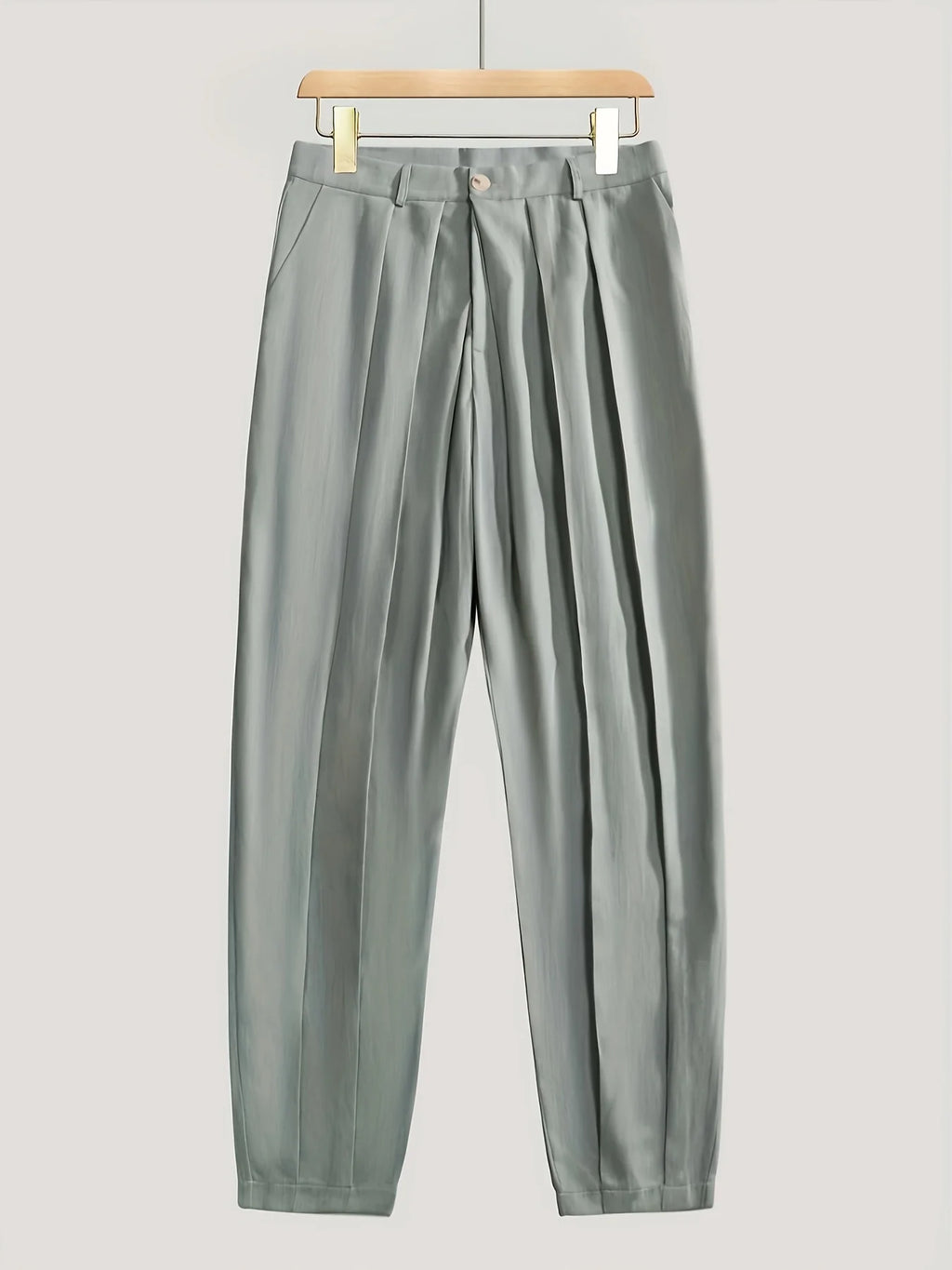 Men's Casual Trousers Comfortable Loose Fit Solid Color Waist 11'' Pocket Straight Leg Ankle-Length Pants