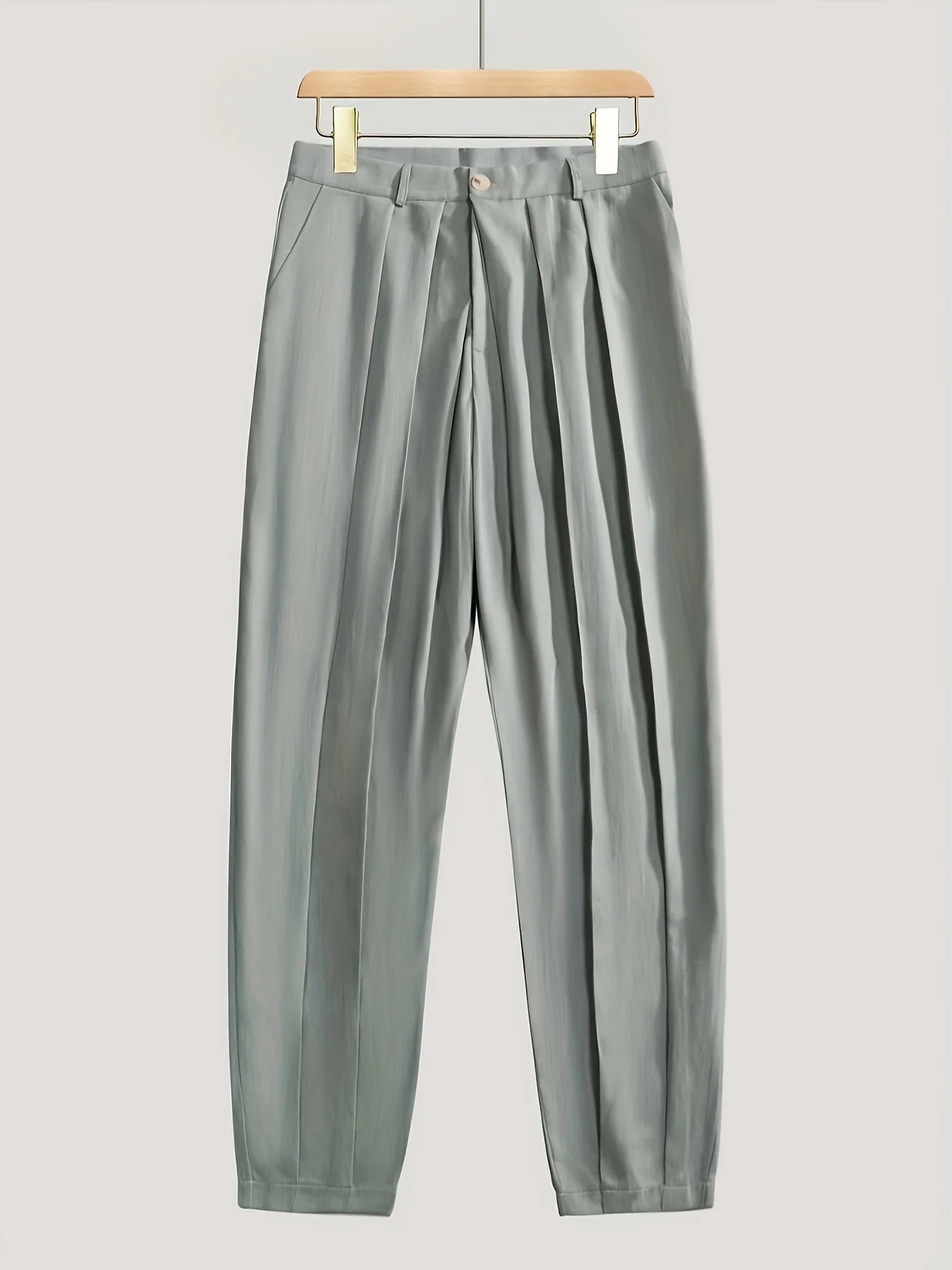 Men's Casual Trousers Comfortable Loose Fit Solid Color Waist 11'' Pocket Straight Leg Ankle-Length Pants