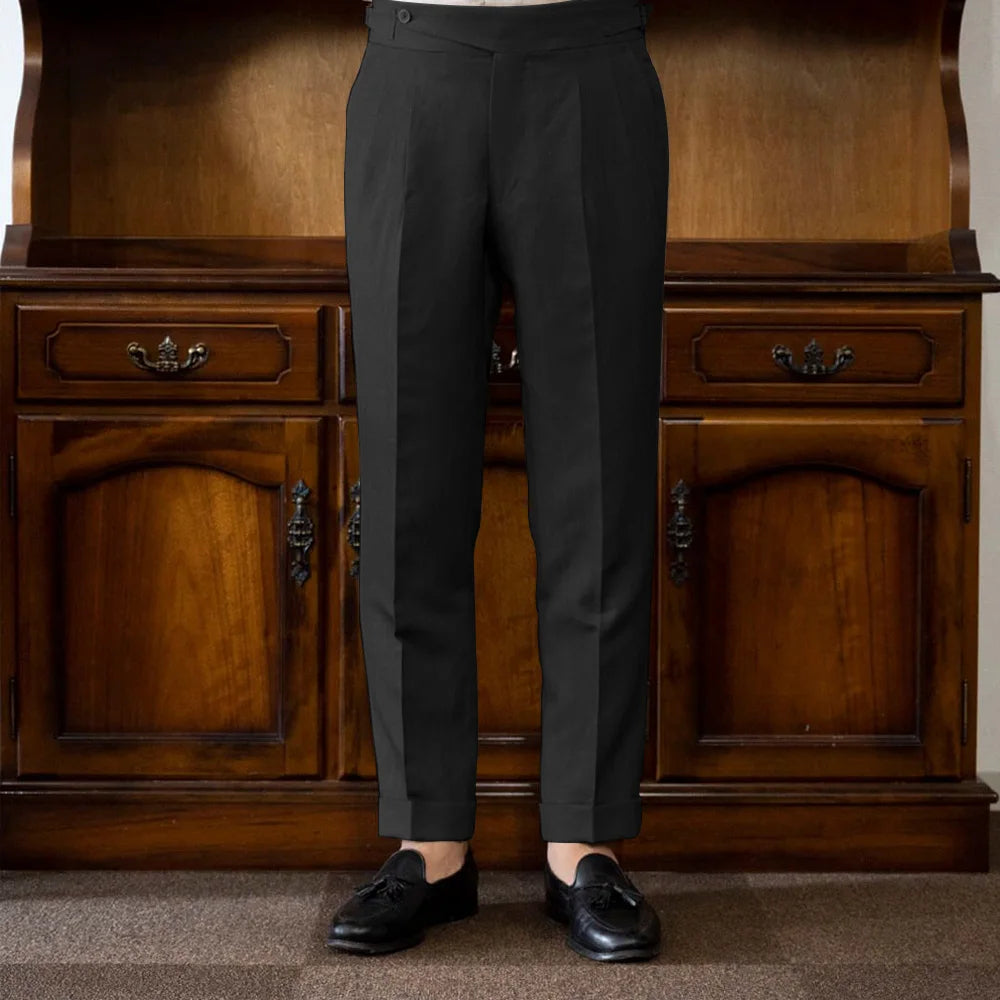 Casual Pants Men's Solid Color Linen Straight-Leg Trouser for Man Trousers Business Lightweight Work Tailoring Classic Clothing