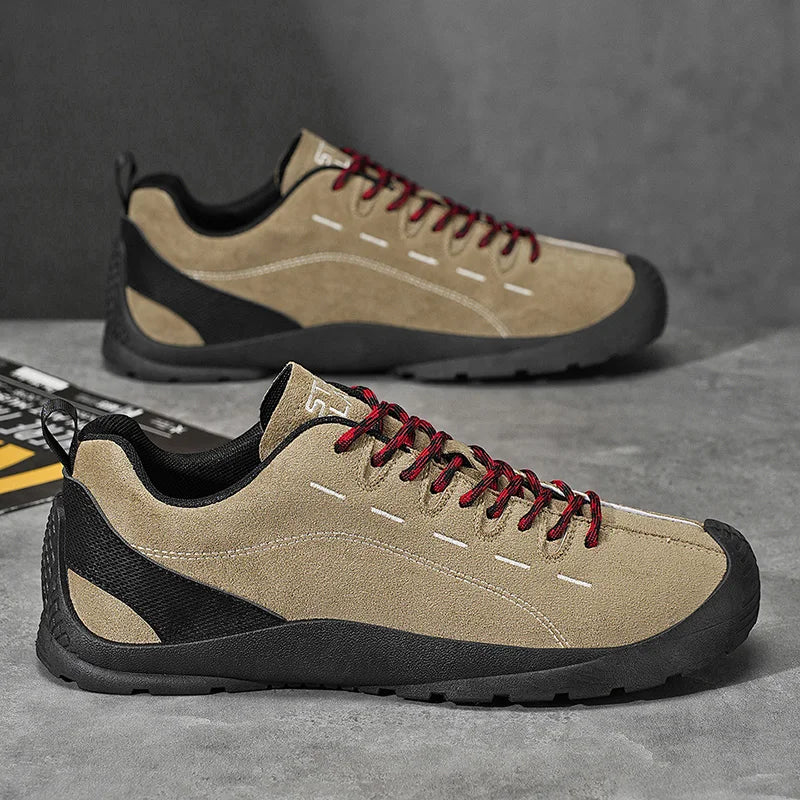 2025 new men's casual flat shoes, outdoor sports casual shoes, camping hiking shoes, lightweight anti slip walking board shoes