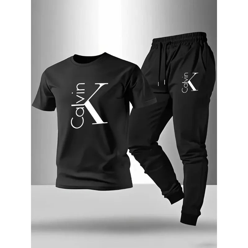 Men's fashionable casual sportswear set - A stylish two-piece outfit that can be paired with a top to complete a man's look.