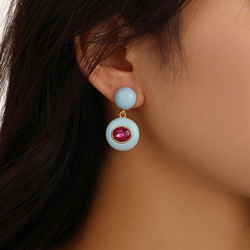 Fashion Jewelry Vintage Temperament Purple Blue Earrings For Women Accessories Gifts