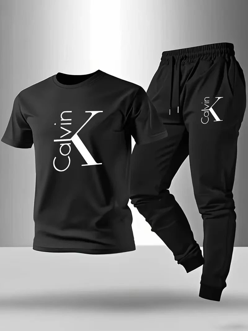 Men's fashionable casual sportswear set - A stylish two-piece outfit that can be paired with a top to complete a man's look.