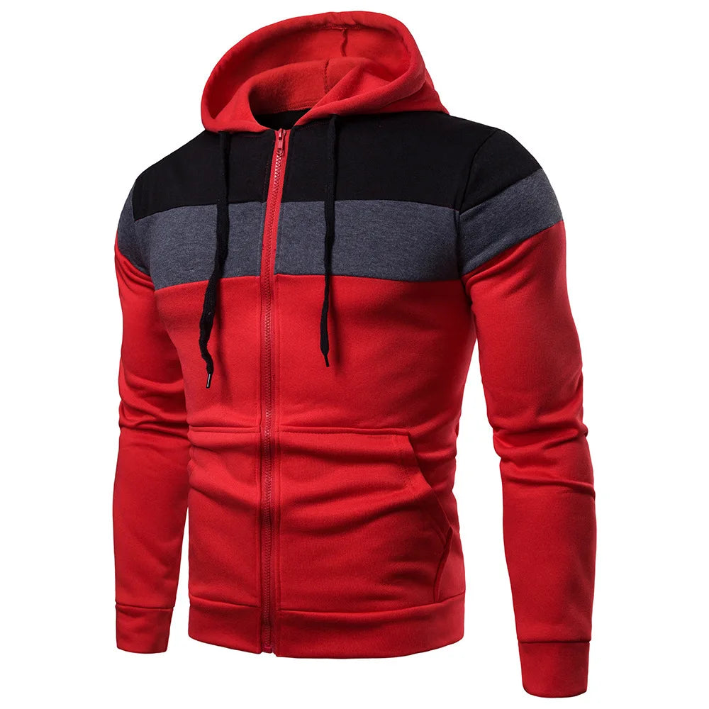 Men's Hoodie Black White Army Green Red Hooded Color Block Fleece Cool Casual Winter Clothing Apparel Hoodies Sweatshirts