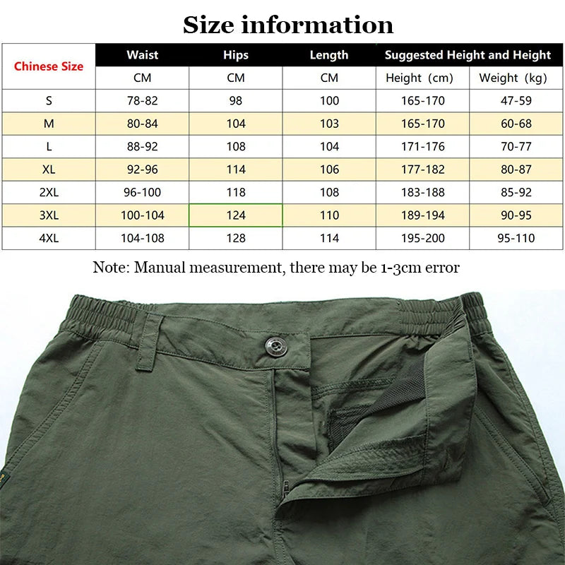 Cargo Pants Men Summer Tacitcal Casual Trousers Waterproof Quick Dry Multi Pocket Pant Male Work Outdoor Joggers Running 5XL