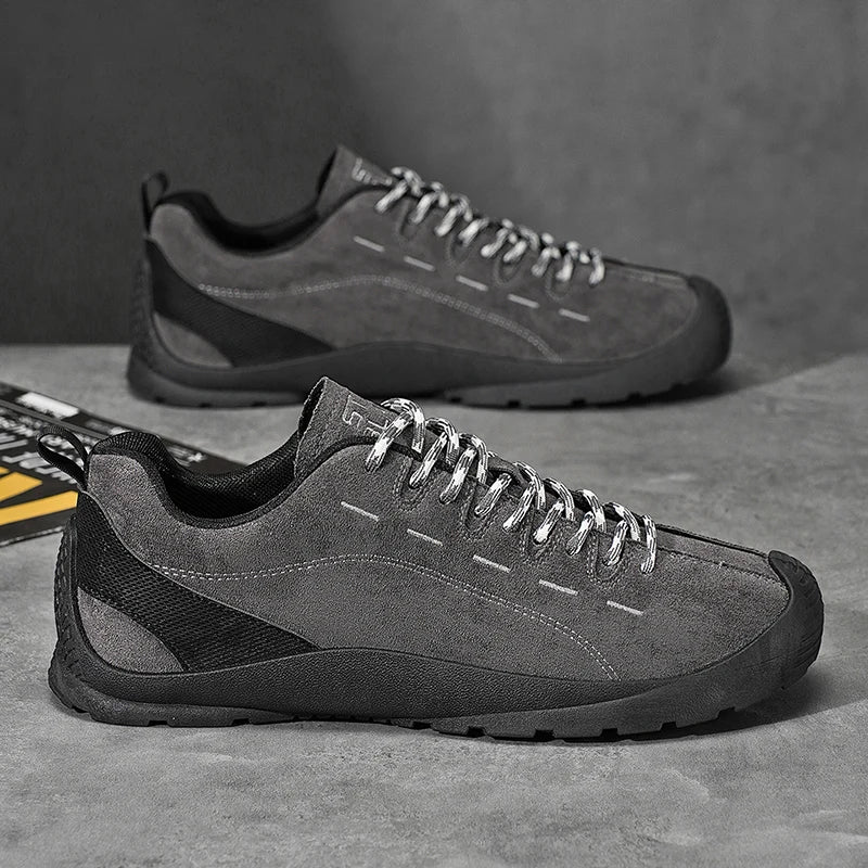 2025 new men's casual flat shoes, outdoor sports casual shoes, camping hiking shoes, lightweight anti slip walking board shoes