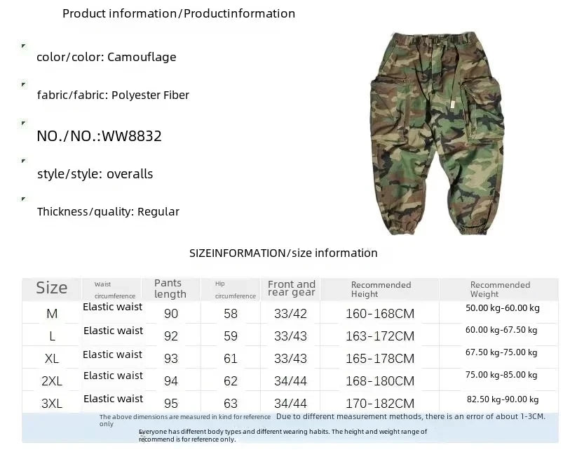 Camouflage Cargo Pants For Men  2024 Korean style Casual Tightened Nine-point Pants Men's Trendy Multiple pockets Harem Pants