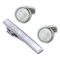 Men's Formal Attire Tie Clip Cufflinks White Shell Suit Fashionable Shirt Sleeve Studs Decorative Accessories