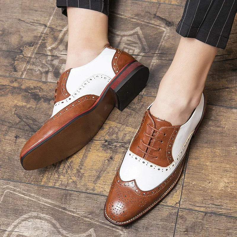 Men Business Dress shoe Colorful  Lace up Fashion Man Casual Leather Oxfords shoes Flat Leisure Wedding Party shoe Men Big Size