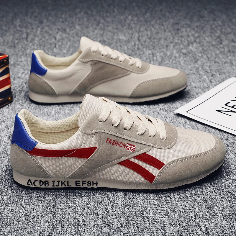 Men's casual board shoes, low cut lace up casual shoes, versatile running canvas shoes, flat bottomed breathable men's shoes