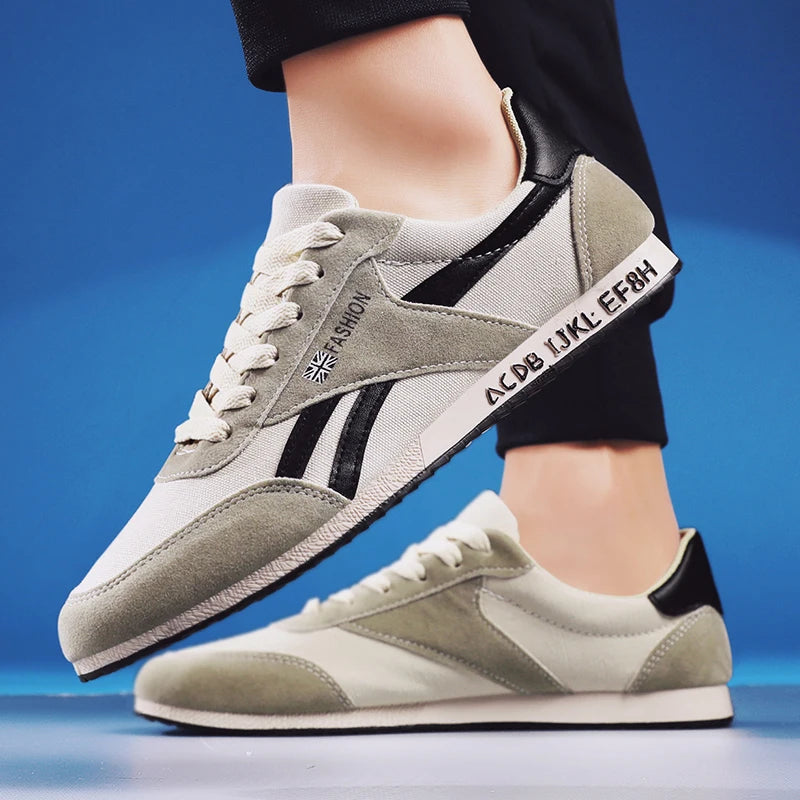 Men's casual board shoes, low cut lace up casual shoes, versatile running canvas shoes, flat bottomed breathable men's shoes