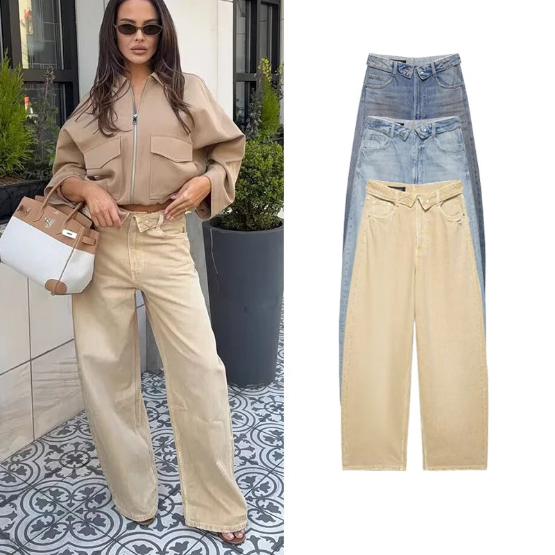 Women's New Jeans Spring 2026 Fashion Slim Elegant Women's Unique Hole Jeans Chic Spring Travel Street Youth High Waist Pants