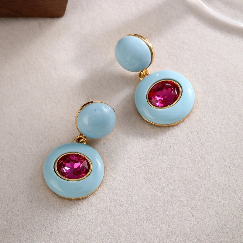 Fashion Jewelry Vintage Temperament Purple Blue Earrings For Women Accessories Gifts