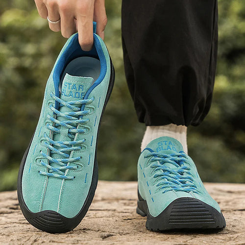 2025 new men's casual flat shoes, outdoor sports casual shoes, camping hiking shoes, lightweight anti slip walking board shoes