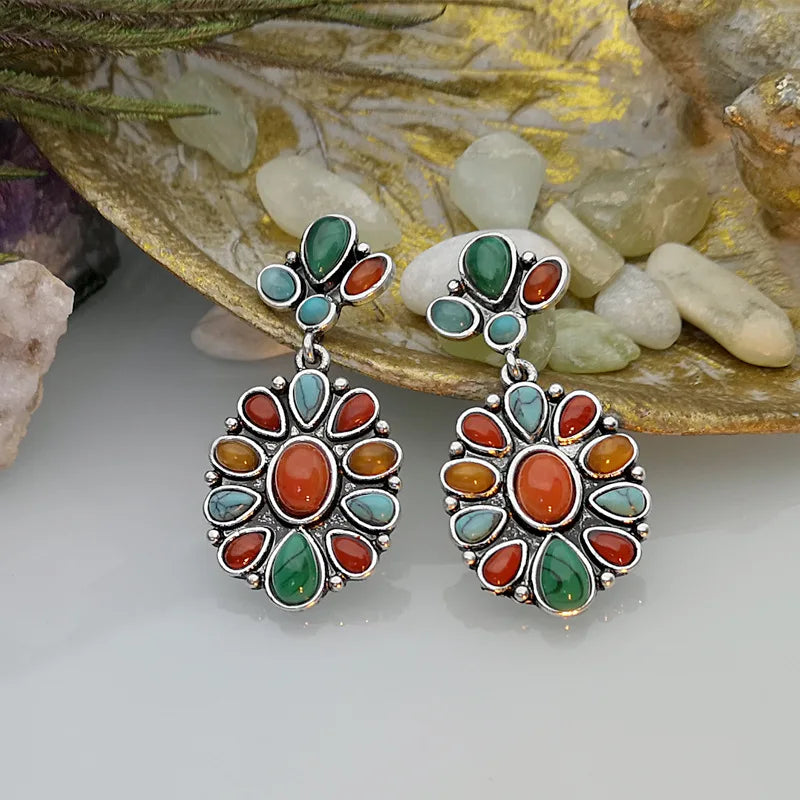 Ajojewel Colorful Bohemian Earrings Natural Stones Exaggerated Jewelry Women Accessories