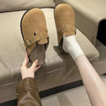 Comwarm Fashion Women's Suede Mules Slippers Men Clogs Cork Insole Sandals With Arch Support Outdoor Beach Slides Home Shoes