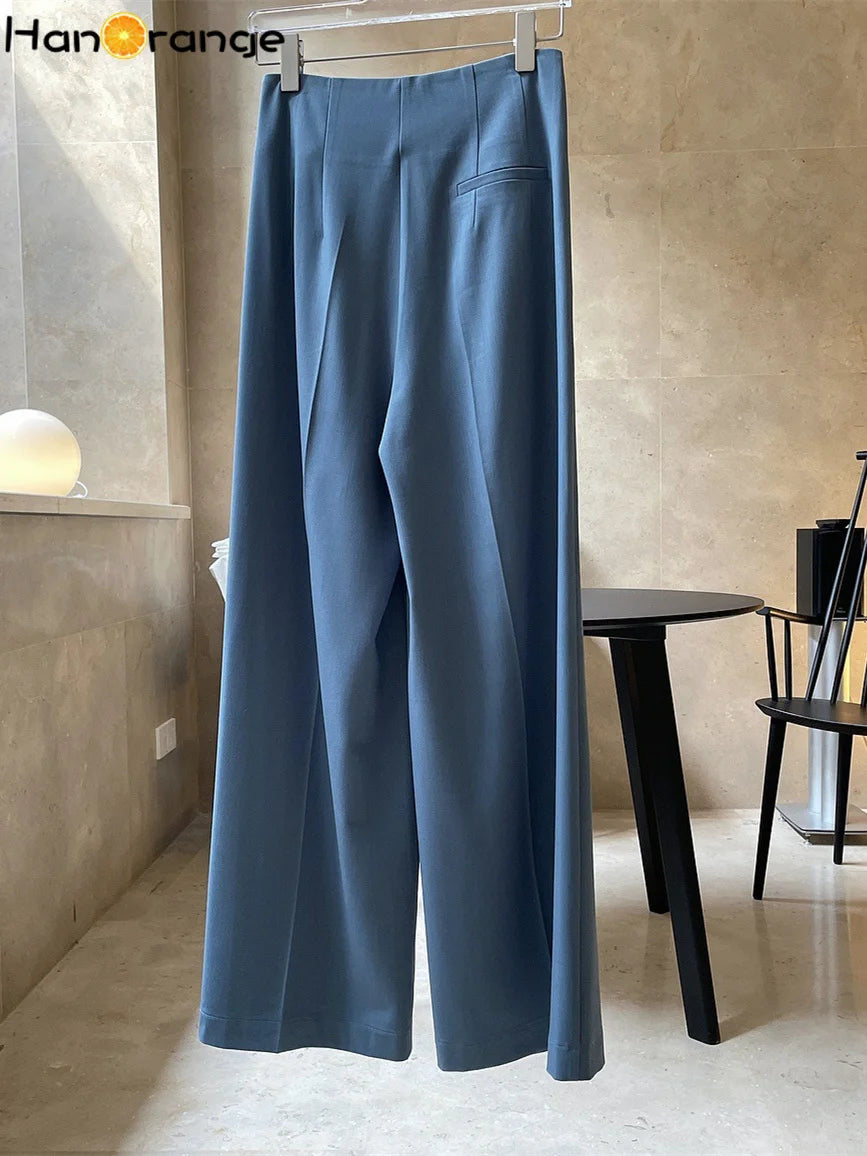 HanOrange Women High Waist Pants 2026 Spring Wide Leg Trousers Loose Sagging Mopping Floor Pants Female Vintage Clothing