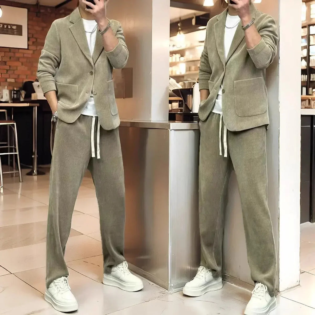 2 Piece Outfit Set Man Casual High Quality 2025 Double Breasted Full Suit for Men Gentleman Luxury Ceremony Pants Fashion Blazer