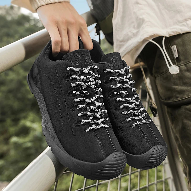 2025 new men's casual flat shoes, outdoor sports casual shoes, camping hiking shoes, lightweight anti slip walking board shoes