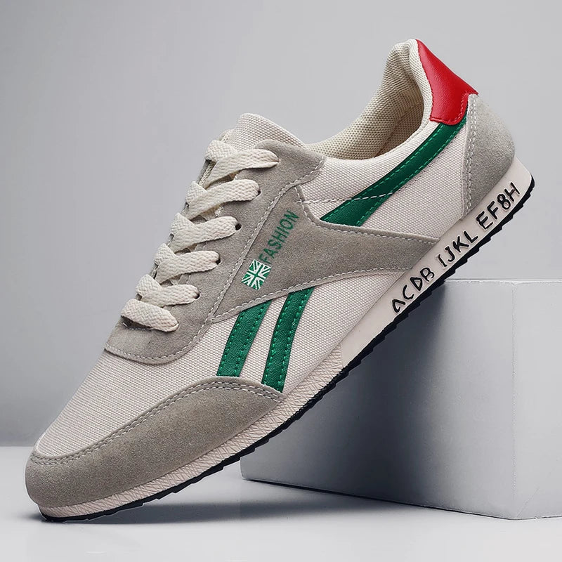 Men's casual board shoes, low cut lace up casual shoes, versatile running canvas shoes, flat bottomed breathable men's shoes