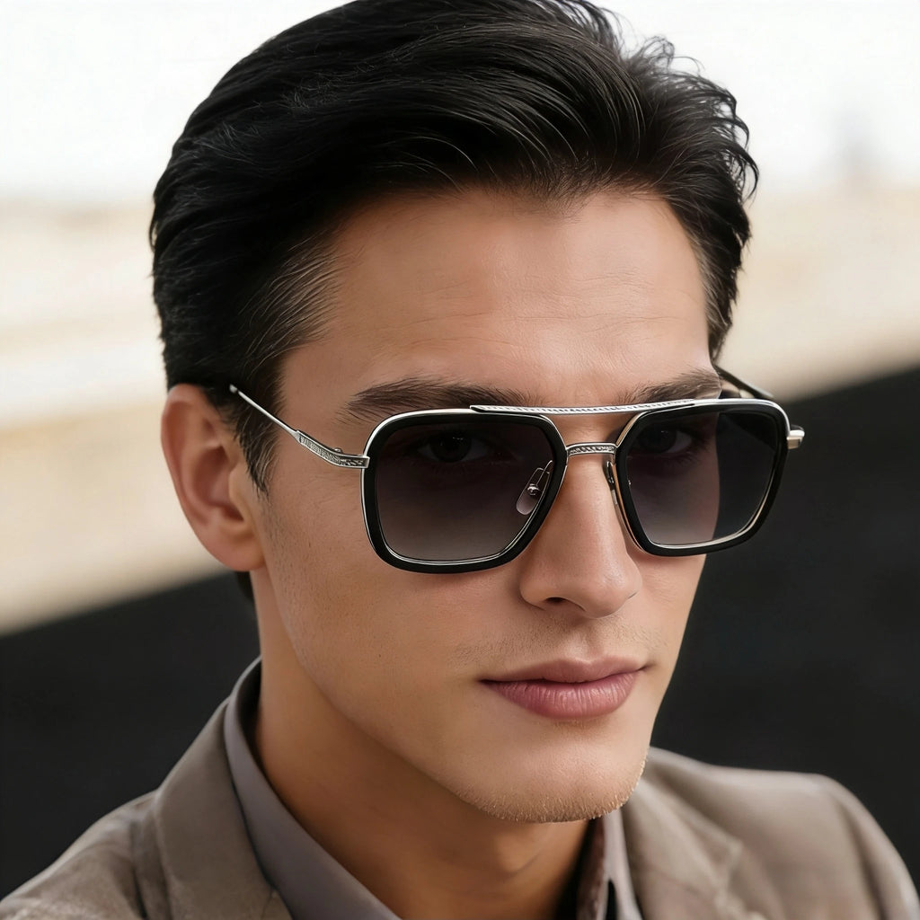 FLIGHT 006 Style Double Beam Titanium Square Frame Sunglasses - DITA-Style Luxury UV400 Protection Sunglasses Men Women Shades