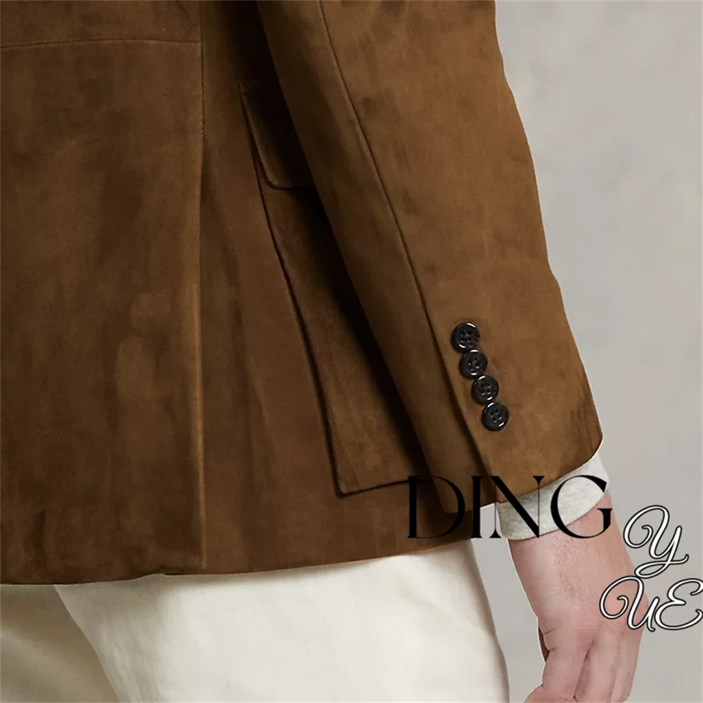 Hot Sale Men's Suit Suede Jacket Single Breasted Casual Fashion Male Coat for Men Blazers Luxury Designer Formal Mens Clothing