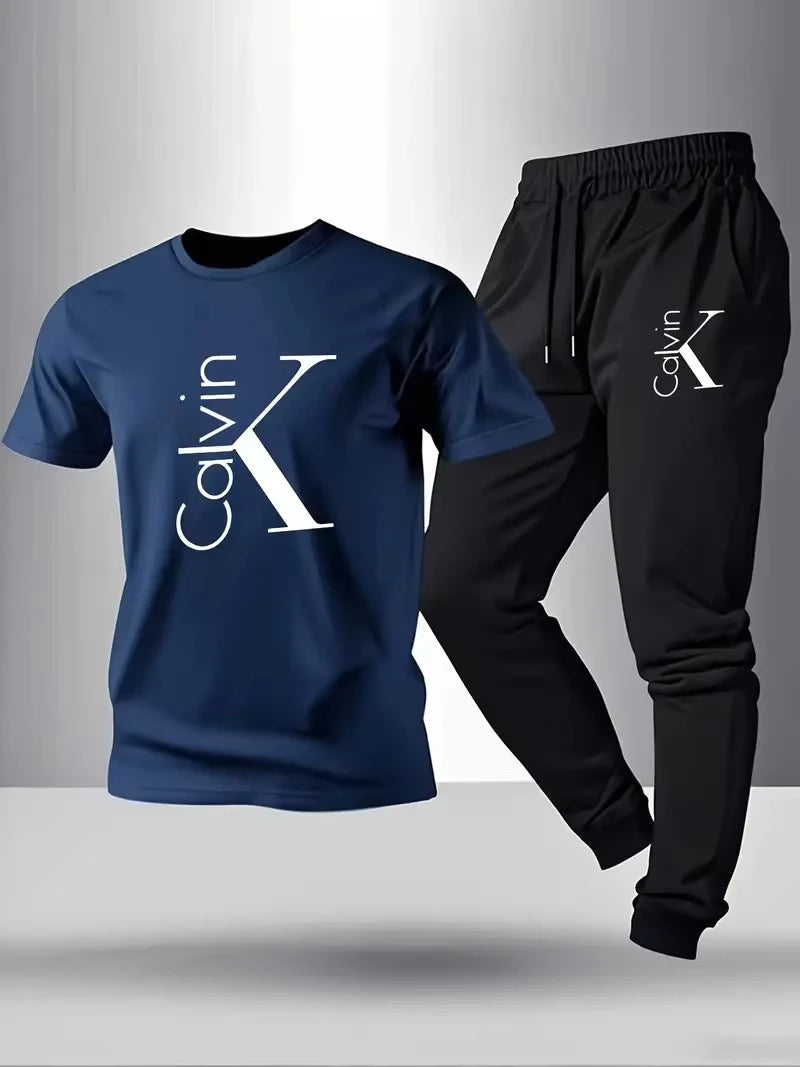 Men's fashionable casual sportswear set - A stylish two-piece outfit that can be paired with a top to complete a man's look.