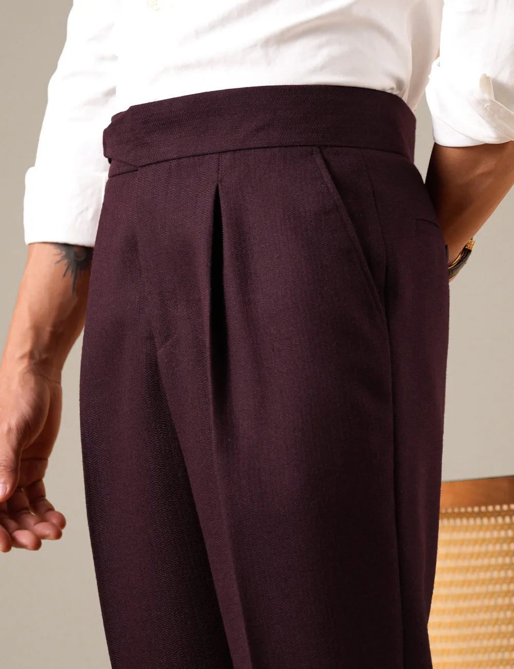 Pantalon Casual Homme Men's Casual Straight High-Waisted Single Pleat Business Suit Trousers Mens Formal Pants Social Trousers
