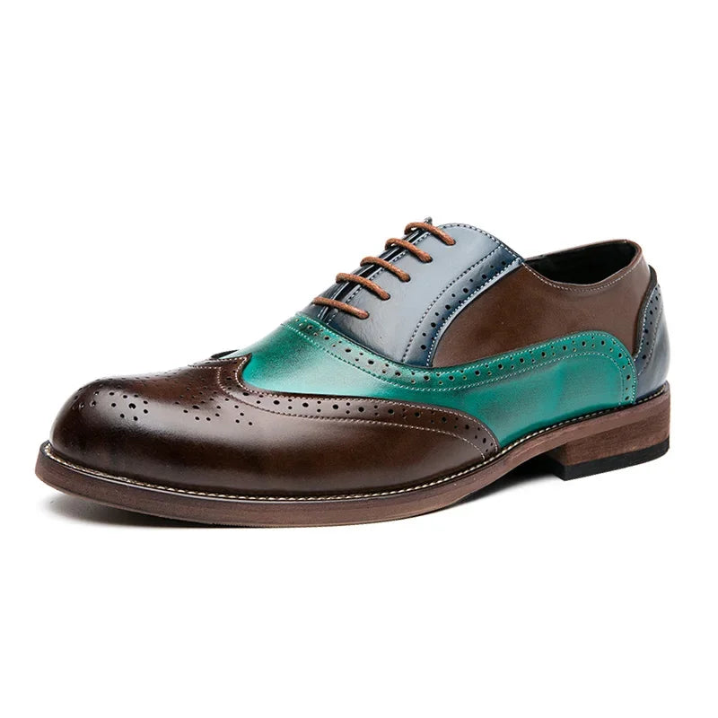 Men Business Dress shoe Colorful  Lace up Fashion Man Casual Leather Oxfords shoes Flat Leisure Wedding Party shoe Men Big Size