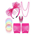 Sexy 80s Accessories Women Lace Headband Earrings Fishnet Gloves Necklace Bracelet for 80s Retro Party Halloween Sexy Girl