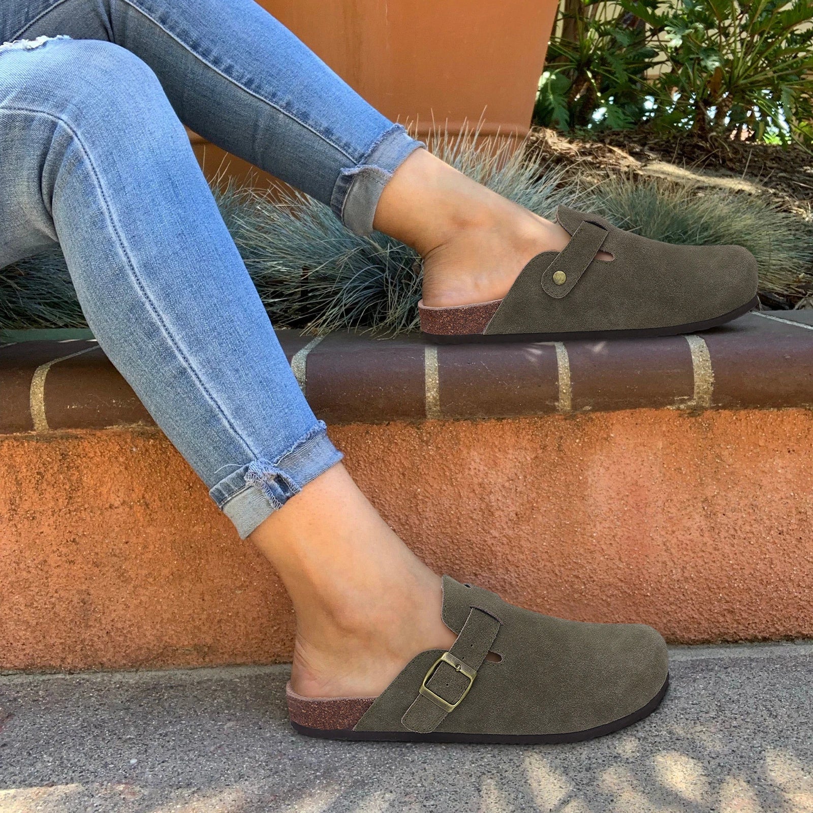 en Clogs Cork Insole Sandals With Arch Support Outdoor Beach Slides Home Shoes