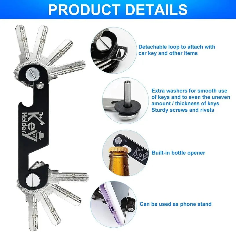 Men Fashion Keychain Holder for Car Keys Wallet Smart Key Organizers Multi-function Portable Car Key Holder Key Bag