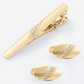 A Pair New Arrival Shiny Inlaid Tie Clip Cufflinks Set for Men Elegant Shirt Accessories Combo Perfect for Elevating