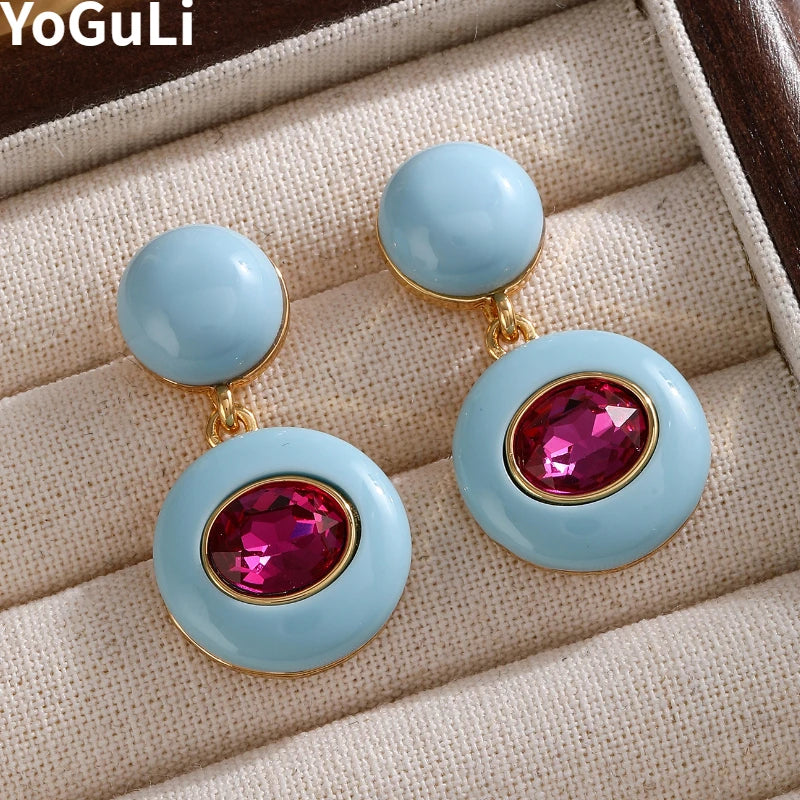 Fashion Jewelry Vintage Temperament Purple Blue Earrings For Women Accessories Gifts