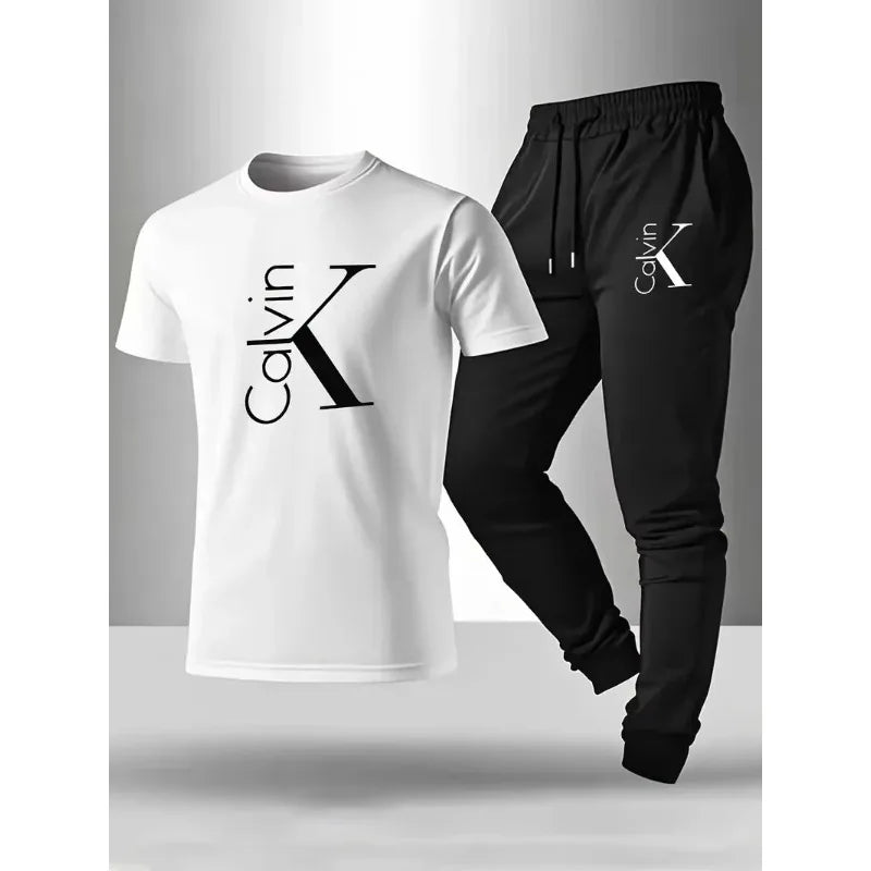 Men's fashionable casual sportswear set - A stylish two-piece outfit that can be paired with a top to complete a man's look.