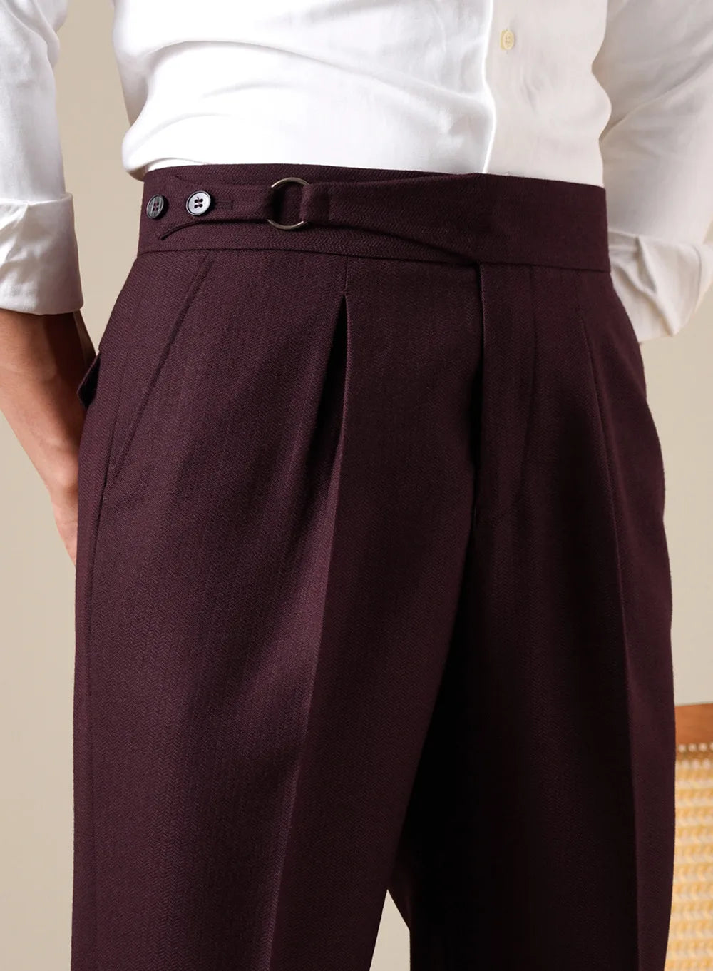Pantalon Casual Homme Men's Casual Straight High-Waisted Single Pleat Business Suit Trousers Mens Formal Pants Social Trousers