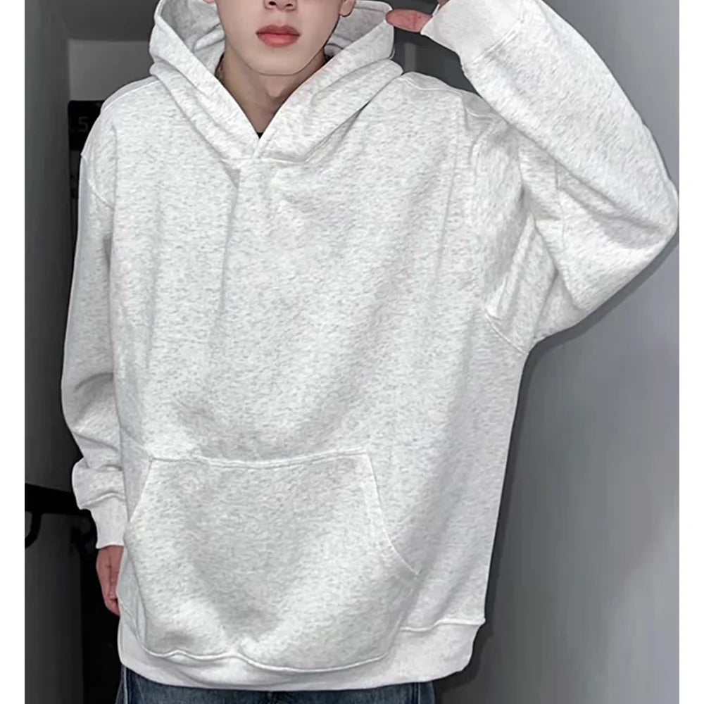Men's casual  long  sleeved  hoodie  fashionable  hooded  solid  color   machine washable   suitable for outdoor outings