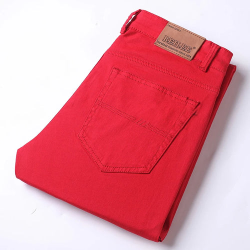 2024 New White Jeans Men's Trousers 98% Cotton Mid-waist Slim Pencil Pants Denim Pants Stretchy Fashion Personality Men Clothing