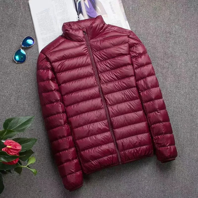 0-10℃ Men's Winter Jacket Ultra Light Duck Down Jackets Portable Hooded Puffer Feather Thin Parkas Windproof Outerwear Coat 5XL