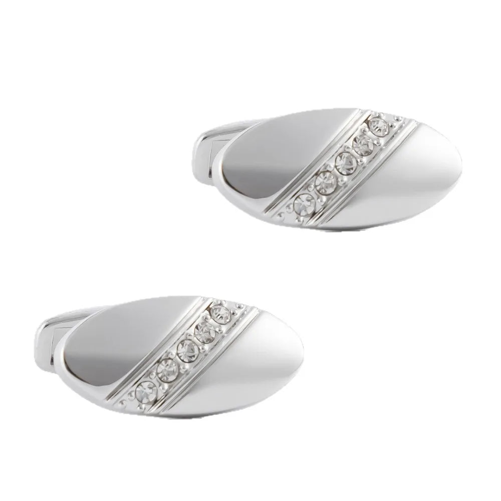 A Pair New Arrival Shiny Inlaid Tie Clip Cufflinks Set for Men Elegant Shirt Accessories Combo Perfect for Elevating