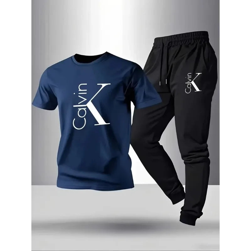 Men's fashionable casual sportswear set - A stylish two-piece outfit that can be paired with a top to complete a man's look.